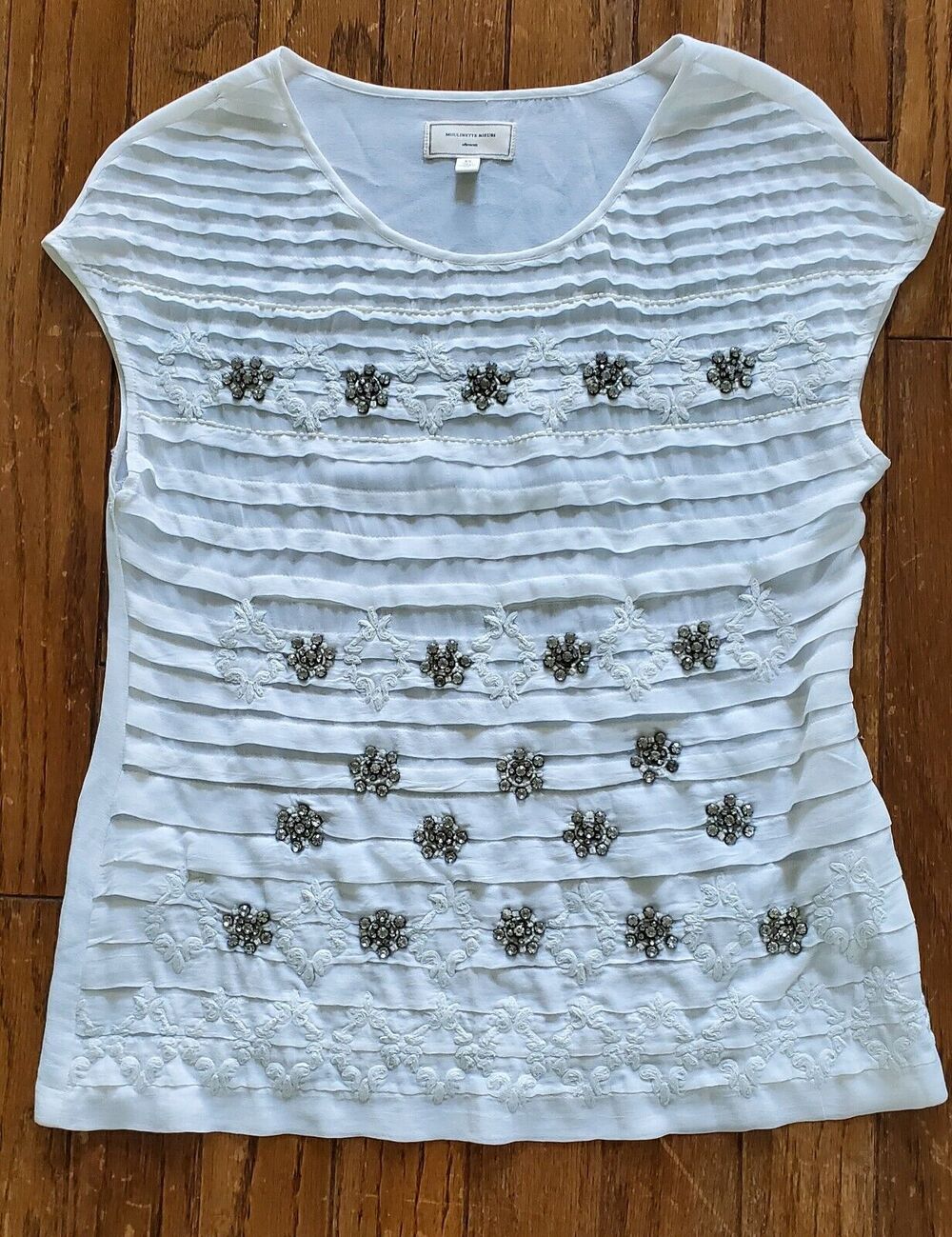 Moulinette Soeurs By Anthropologie Women’s Jeweled Embroidered Blouse XS